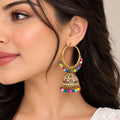 Multicolor Gold jhumka hoop Earrings  for women