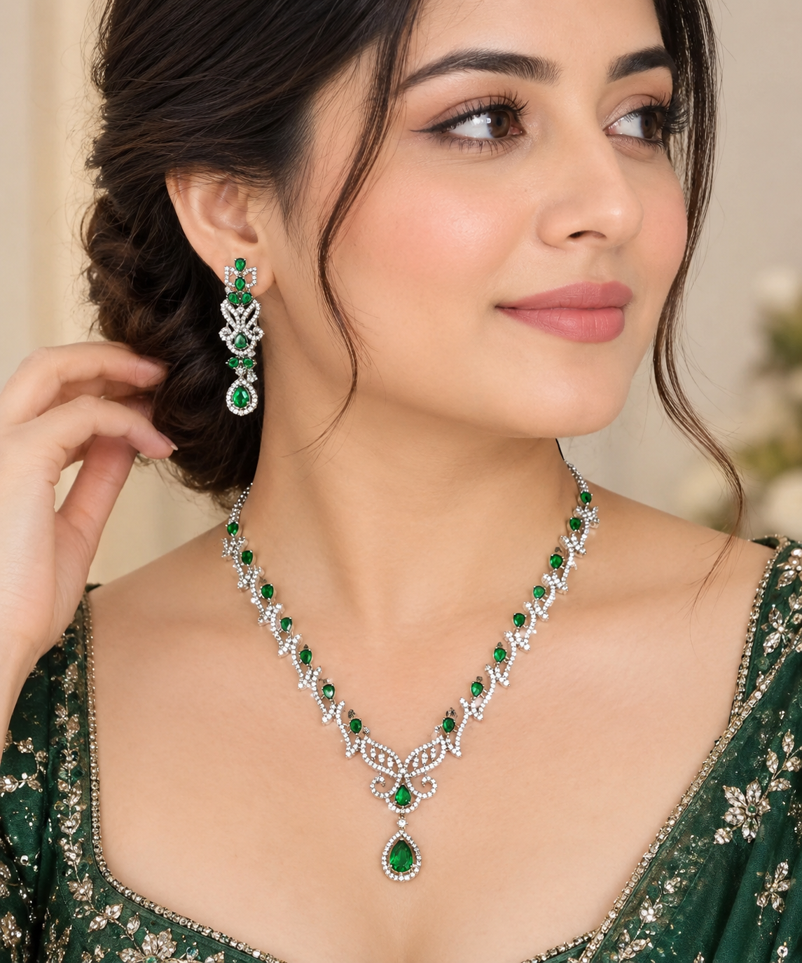 Green Stone Traditional Jewelry Set