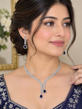Elegant Blue Teardrop Crystal Necklace &Earrings Set