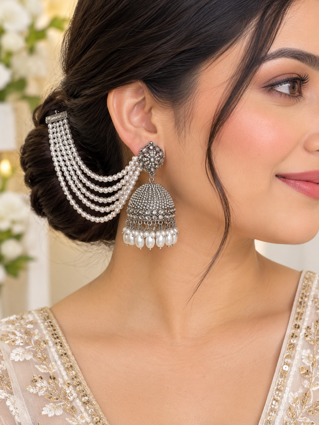Elegant Silver Jhumka Earrings – Traditional Indian Jewelry