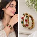 Luxury Ruby &Emerald Gold Bangles for Women